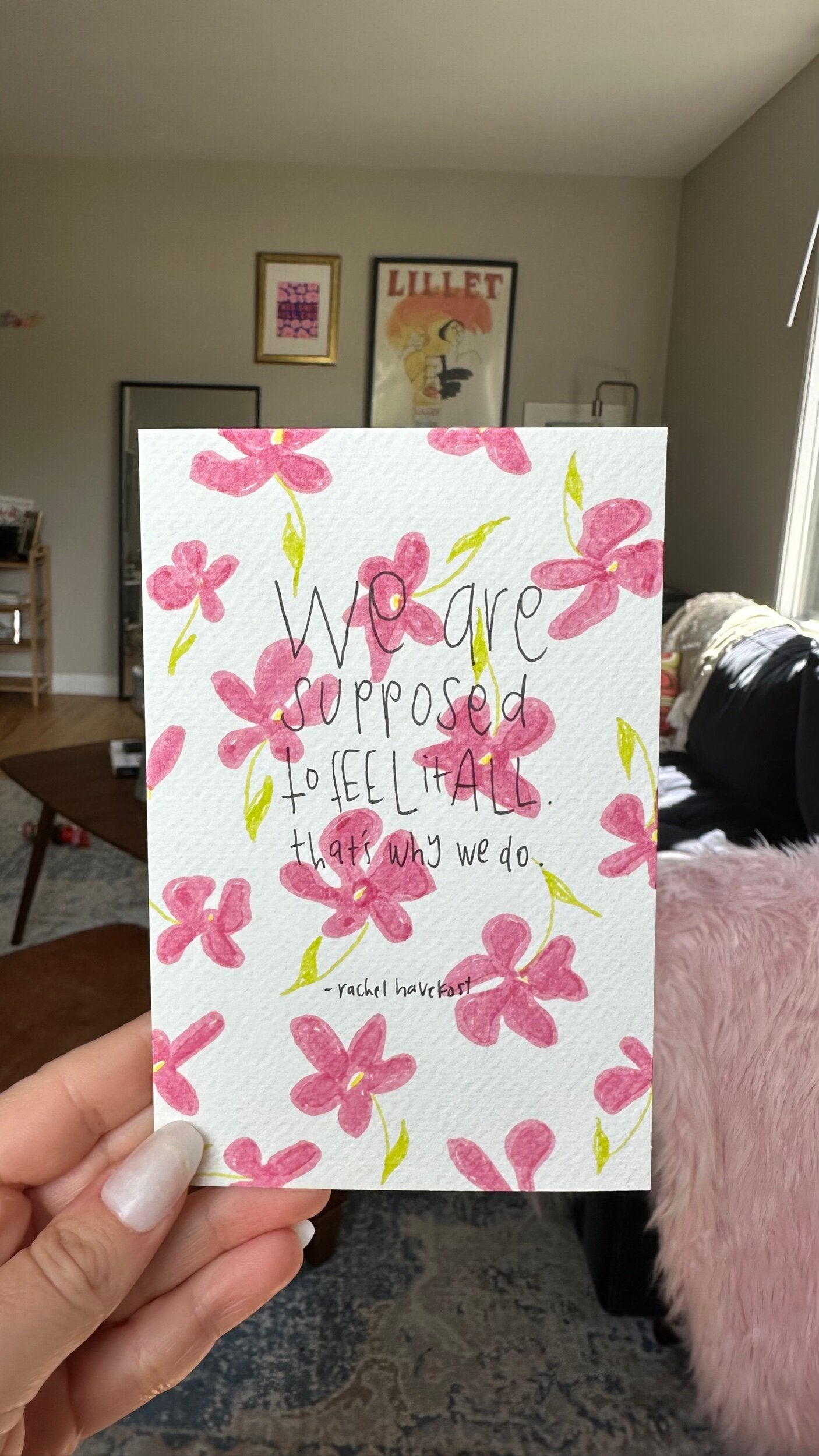 “Feel it All” handwritten notecard