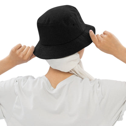 "Pretty Human" Denim Bucket Hat - White Text