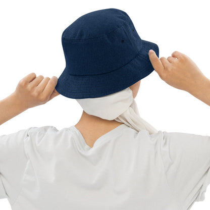 "Pretty Human" Denim Bucket Hat - White Text