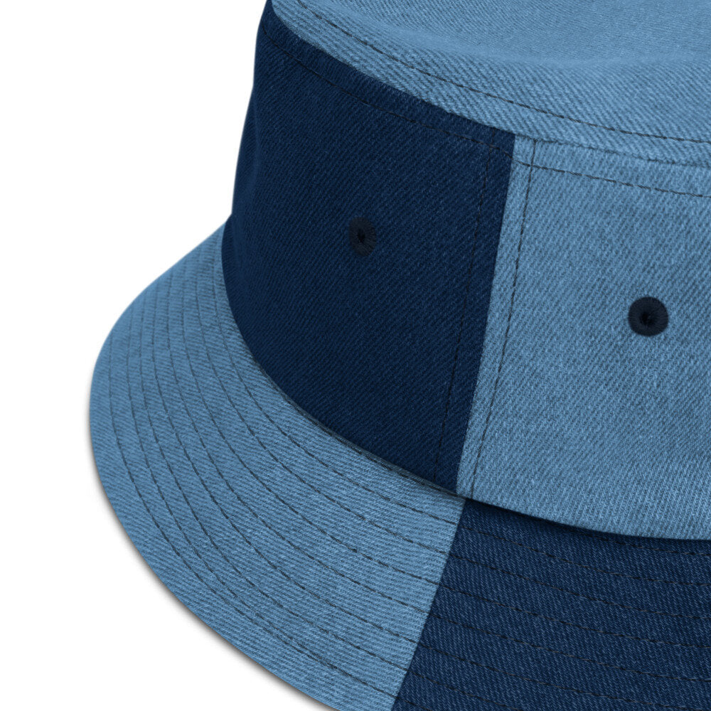 "Pretty Human" Denim Bucket Hat - White Text