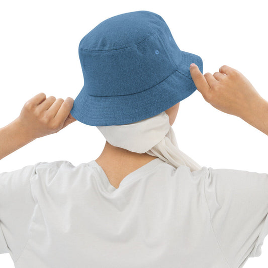 "Pretty Human" Denim Bucket Hat - White Text