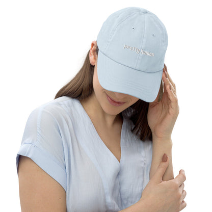 "Pretty Human" Pastel Baseball Dad Hat - White Text