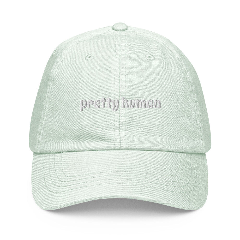 "Pretty Human" Pastel Baseball Dad Hat - White Text