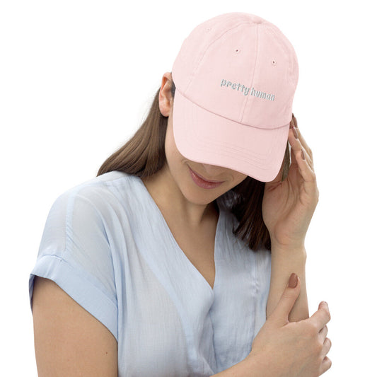 "Pretty Human" Pastel Baseball Dad Hat - White Text